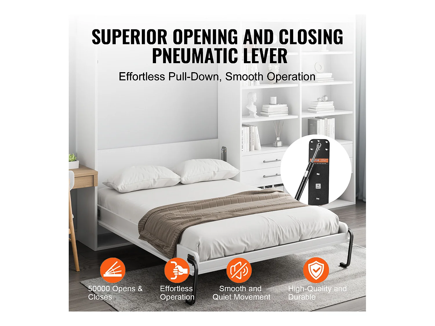 Kit de Lit Escamotable SucceBuy, Full Size Vertical DIY Hardware Pliable, Gain de Place pour la Chambre d'Amis