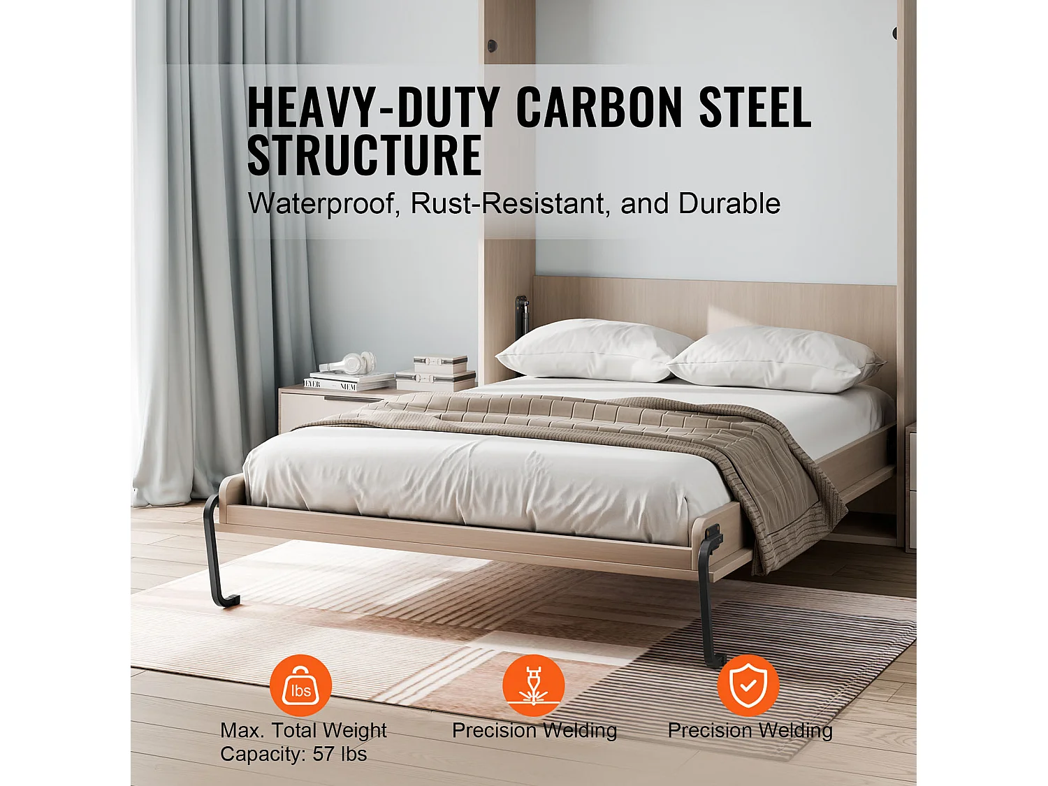 Kit de Lit Escamotable SucceBuy, Full Size Vertical DIY Hardware Pliable, Gain de Place pour la Chambre d'Amis