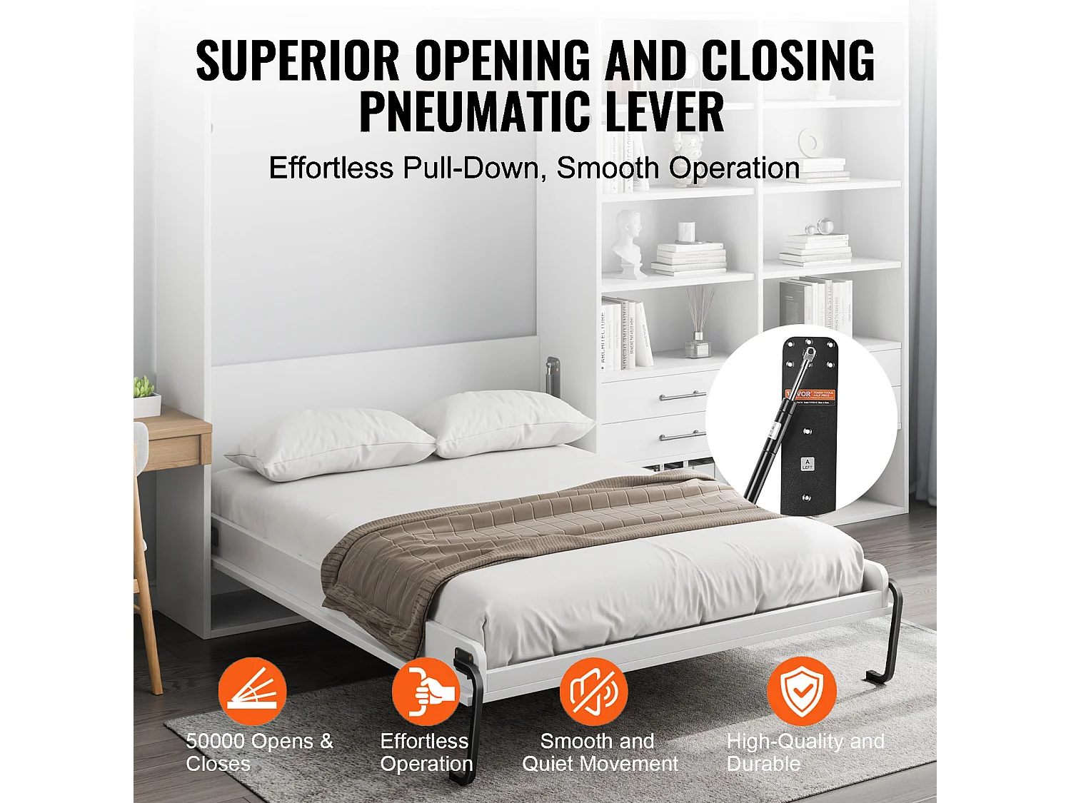 Kit de Lit Escamotable SucceBuy, Full Size Vertical DIY Hardware Pliable, Gain de Place pour la Chambre d'Amis