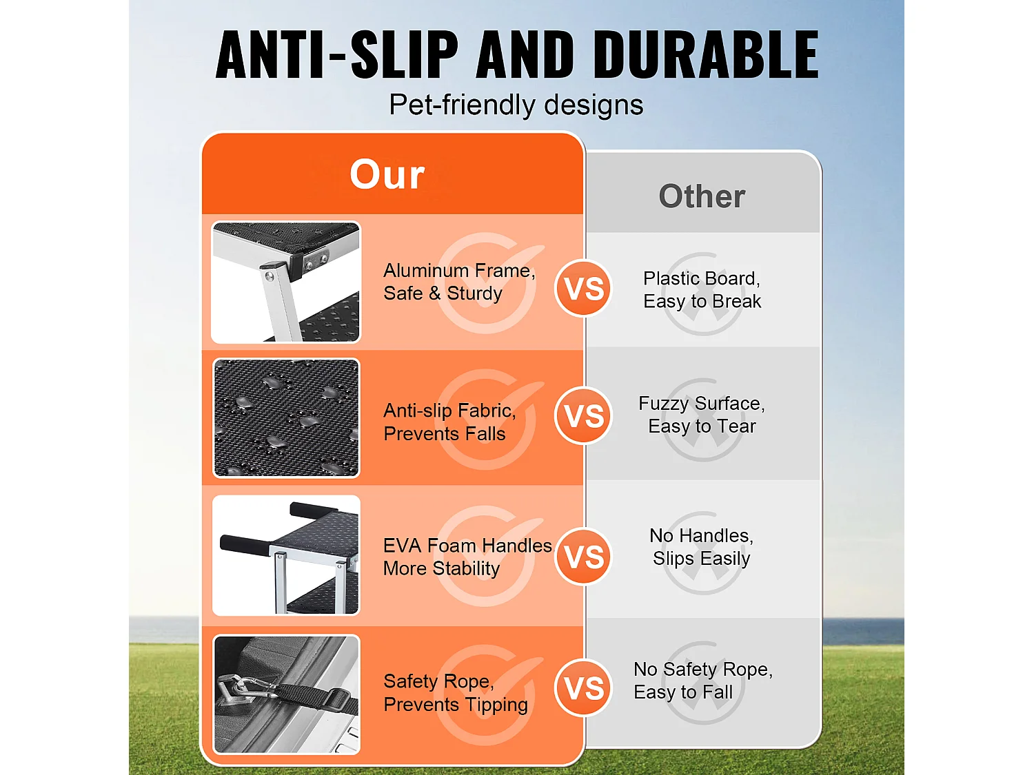 Hondentrap, SucceBuy Hondentrap voor Auto's 5 Treden Opvouwbaar 68 kg Aluminium