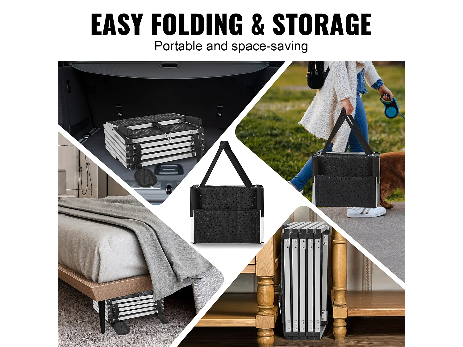 Hondentrap, SucceBuy Hondentrap voor Auto's 5 Treden Opvouwbaar 68 kg Aluminium