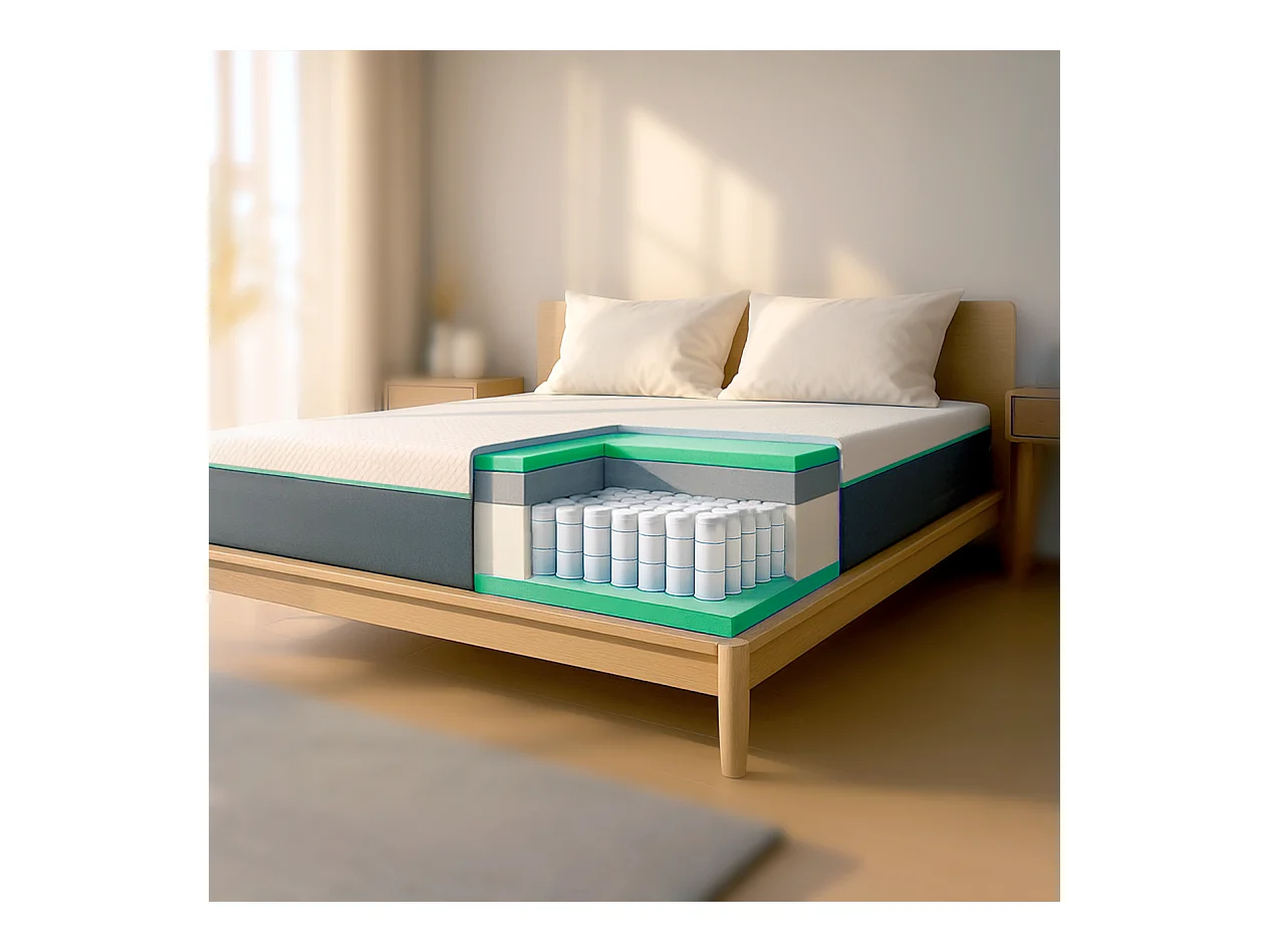 Matelas simple 90x200 mousse mémoire Breeze & ressorts | H 25 cm | Certif. médical classe 1 | Déhoussable