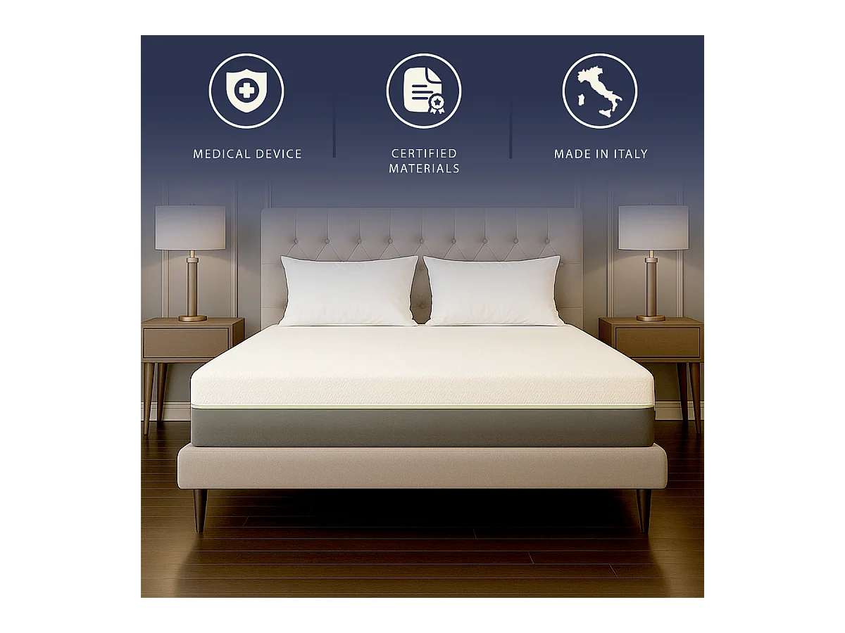 Matelas simple 90x200 mousse mémoire Breeze & ressorts | H 25 cm | Certif. médical classe 1 | Déhoussable