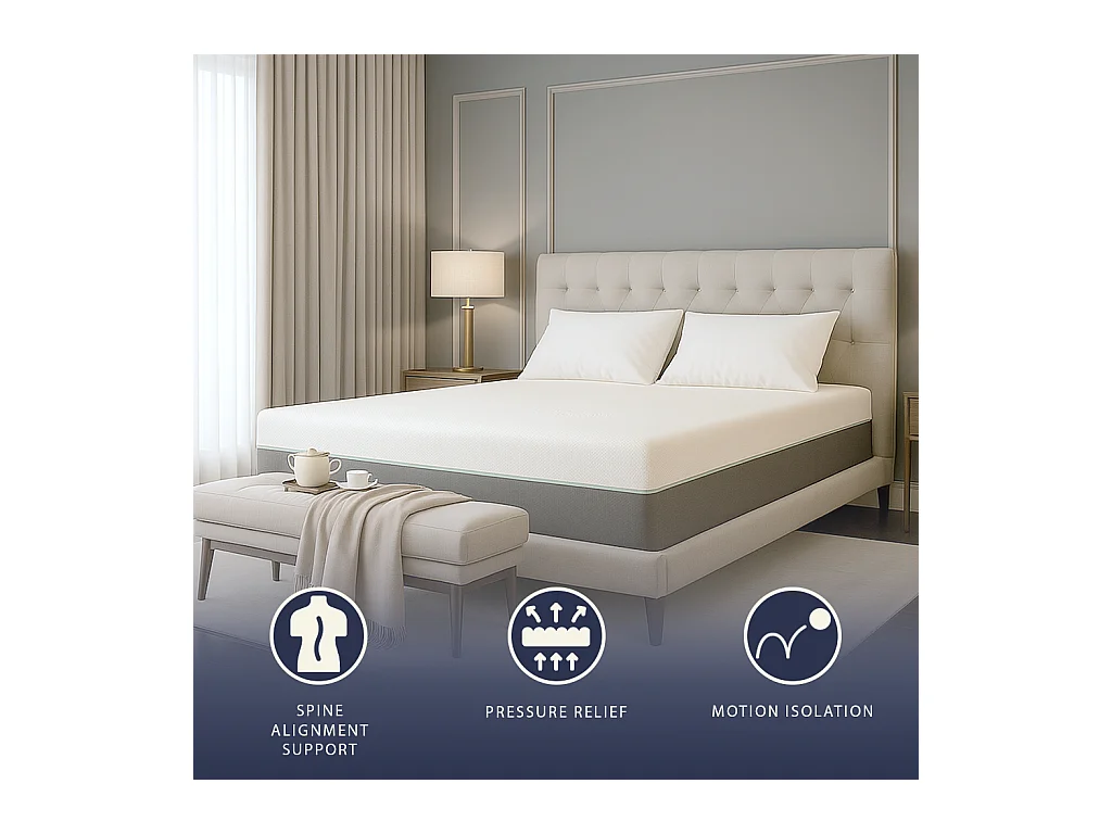 Matelas une place et demie 120x190 mousse mémoire Breeze & ressorts | H 25 cm | Certif. médical classe 1