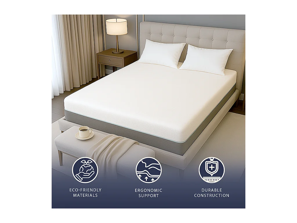 Matelas une place et demie 120x190 mousse mémoire Breeze & ressorts | H 25 cm | Certif. médical classe 1