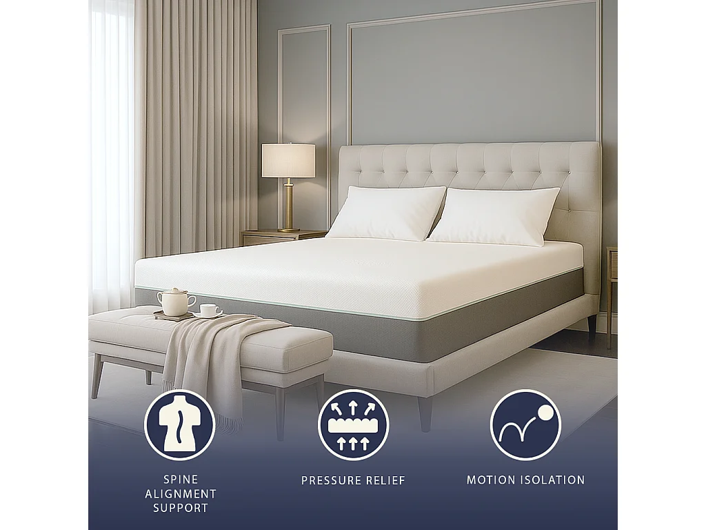 Matelas une place et demie 120x190 mousse mémoire Breeze & ressorts | H 25 cm | Certif. médical classe 1