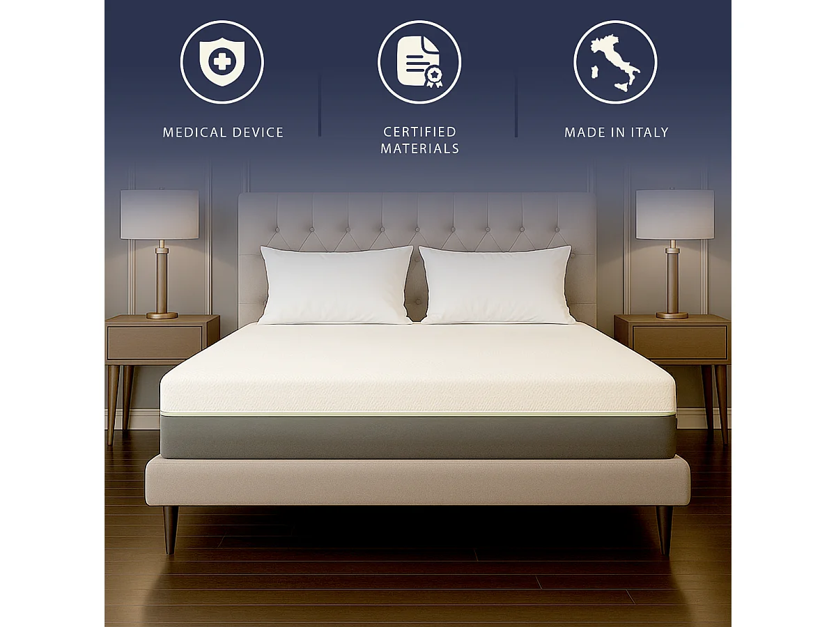 Matelas une place et demie 120x190 mousse mémoire Breeze & ressorts | H 25 cm | Certif. médical classe 1