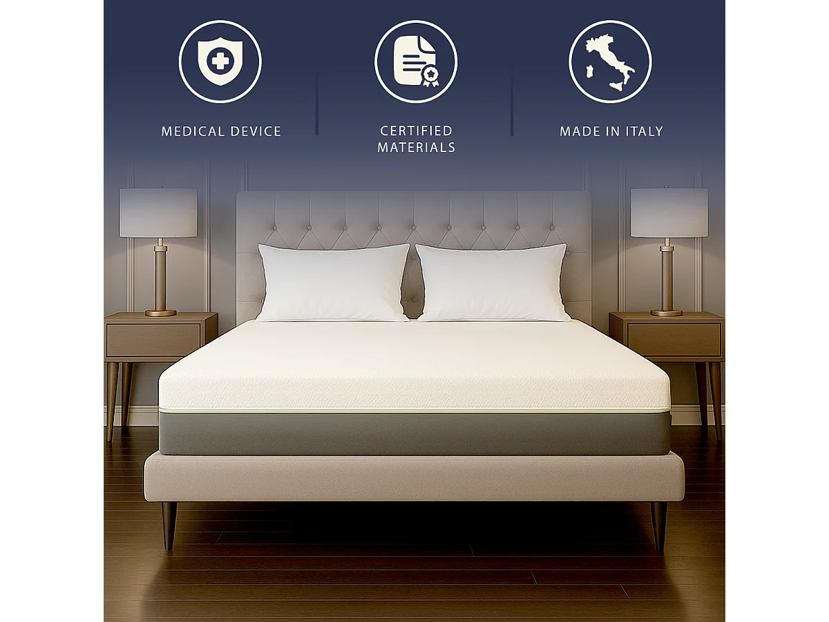 Matelas une place et demie 120x190 mousse mémoire Breeze & ressorts | H 25 cm | Certif. médical classe 1