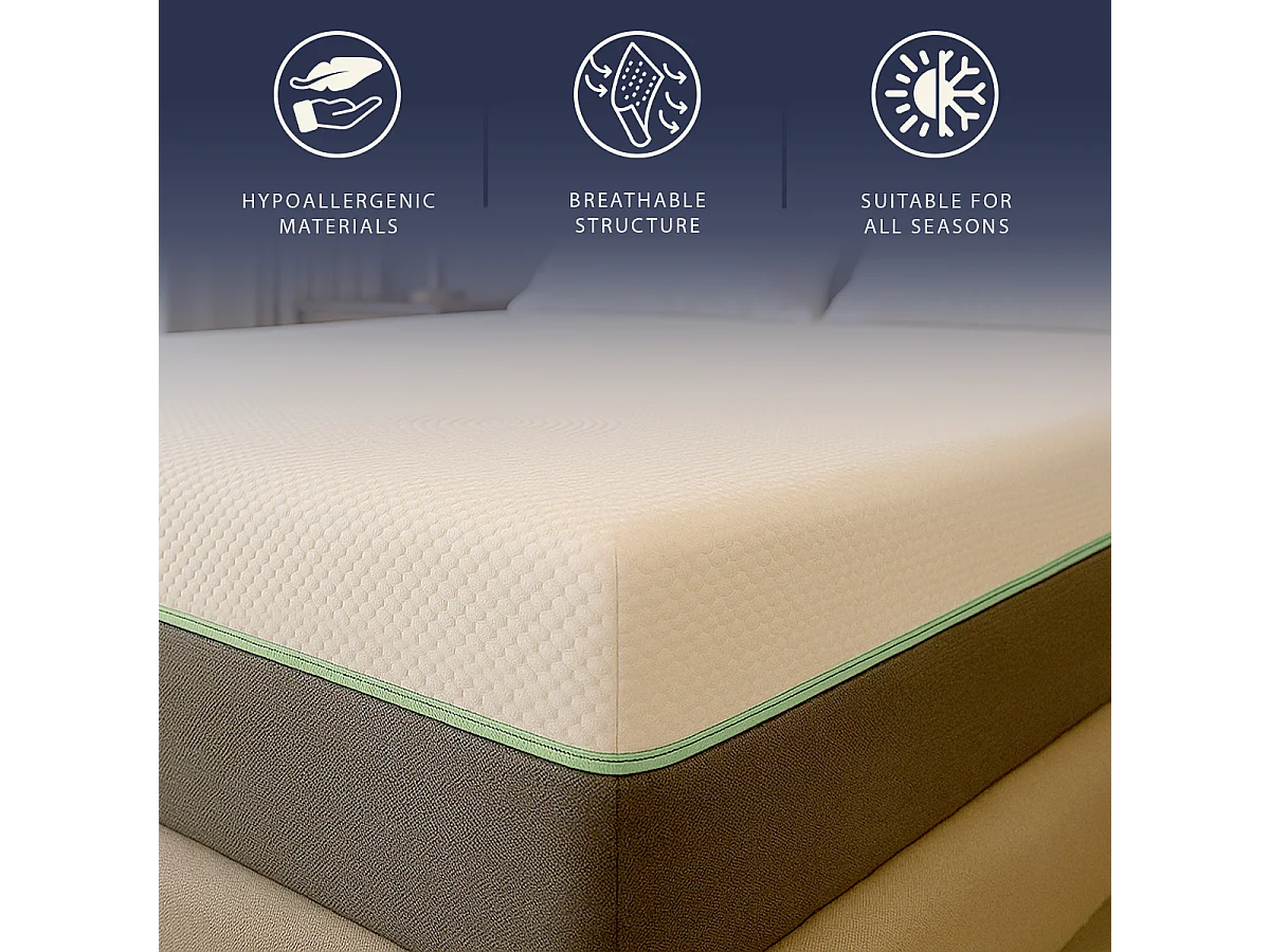 Matelas une place et demie 120x190 mousse mémoire Breeze & ressorts | H 25 cm | Certif. médical classe 1
