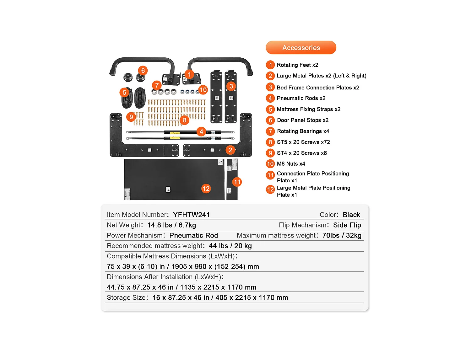 Kit de Lit Escamotable SucceBuy, Taille Double, Matériel de Lit Mural de Luxe à Faire Soi-Même, Pliable, Gain de Place pour la Chambre d'Amis