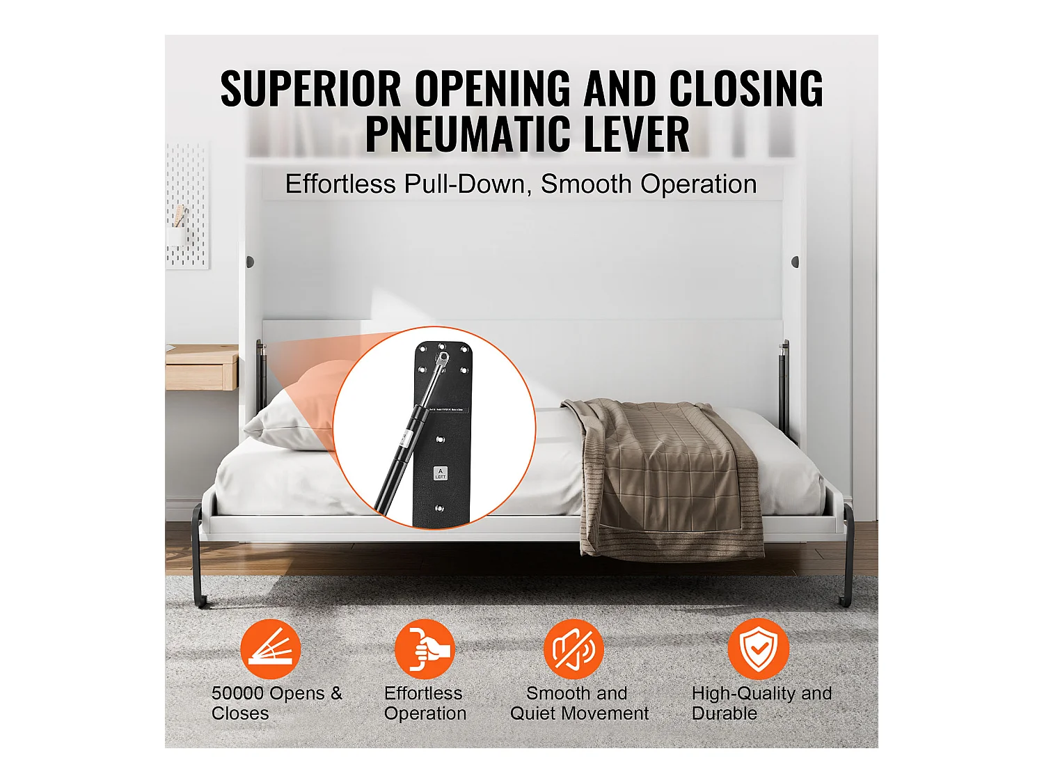 Kit de Lit Escamotable SucceBuy, Taille Double, Matériel de Lit Mural de Luxe à Faire Soi-Même, Pliable, Gain de Place pour la Chambre d'Amis