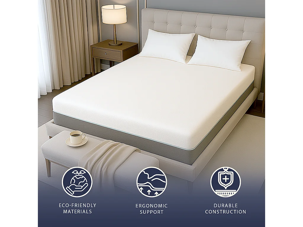 Matelas double 160x190 mousse mémoire Breeze & ressorts | H 25 cm | Certif. médical classe 1 | Déhoussable