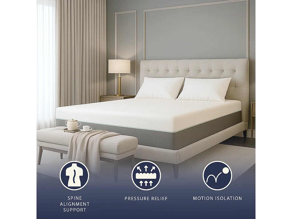 Matelas double 160x190 mousse mémoire Breeze & ressorts | H 25 cm | Certif. médical classe 1 | Déhoussable