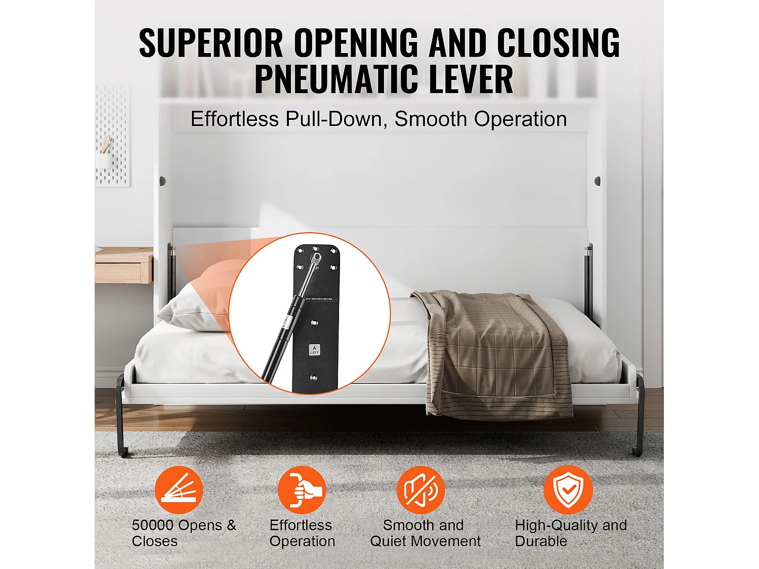 Kit Letto Rialzabile Completo SucceBuy, Struttura Letto Parete di Lusso Automontabile, Pieghevole