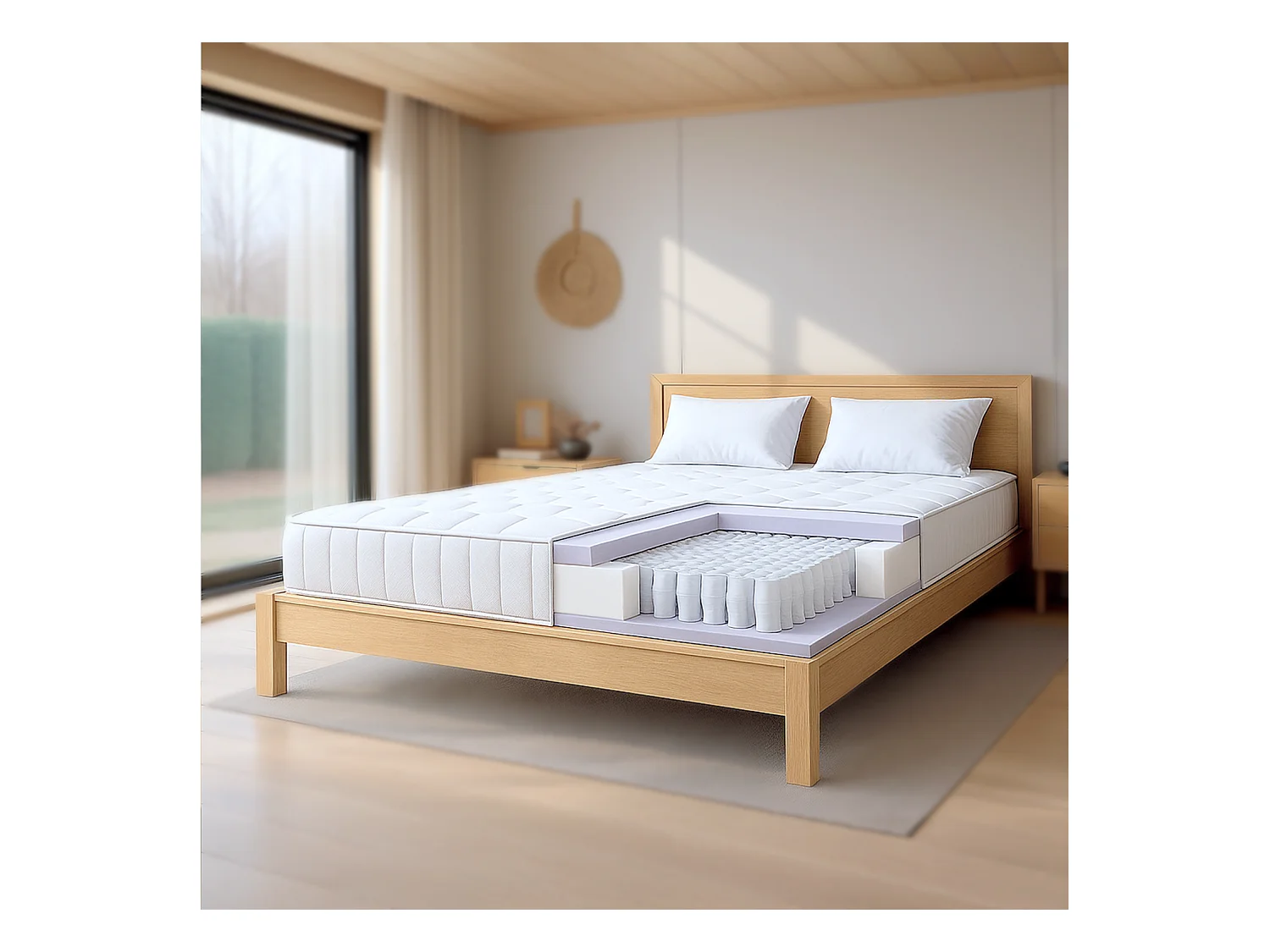 Matelas 80x190 ressorts ensachés + mémoire | H25 cm | Fabriqué en Italie