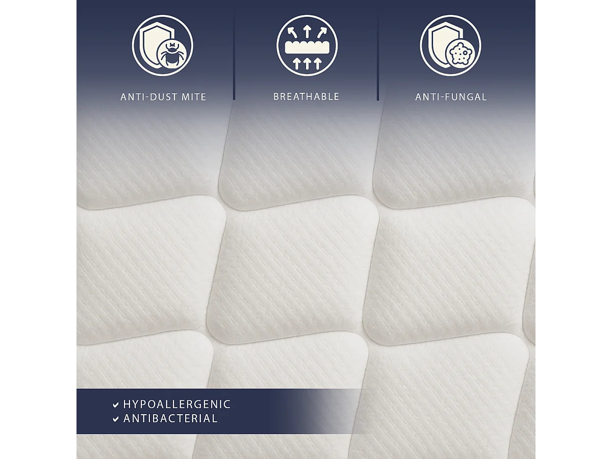 Matelas simple 80 X 190 Ressorts ensachés et Memory Foam | Hauteur 30 cm | Hypoallergénique | Médical | Italie