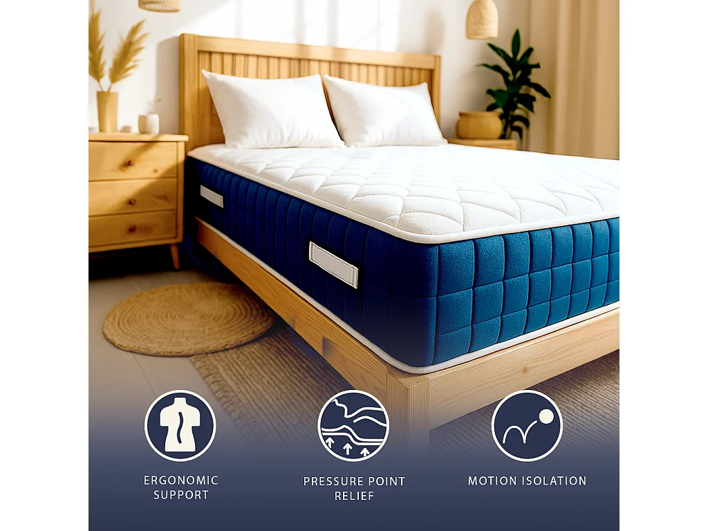 Eenpersoonsmatras 90 X 190 Pocketveren & traagschuim | Hoogte 30 cm | Hypoallergeen | Medisch hulpmiddel | Italië