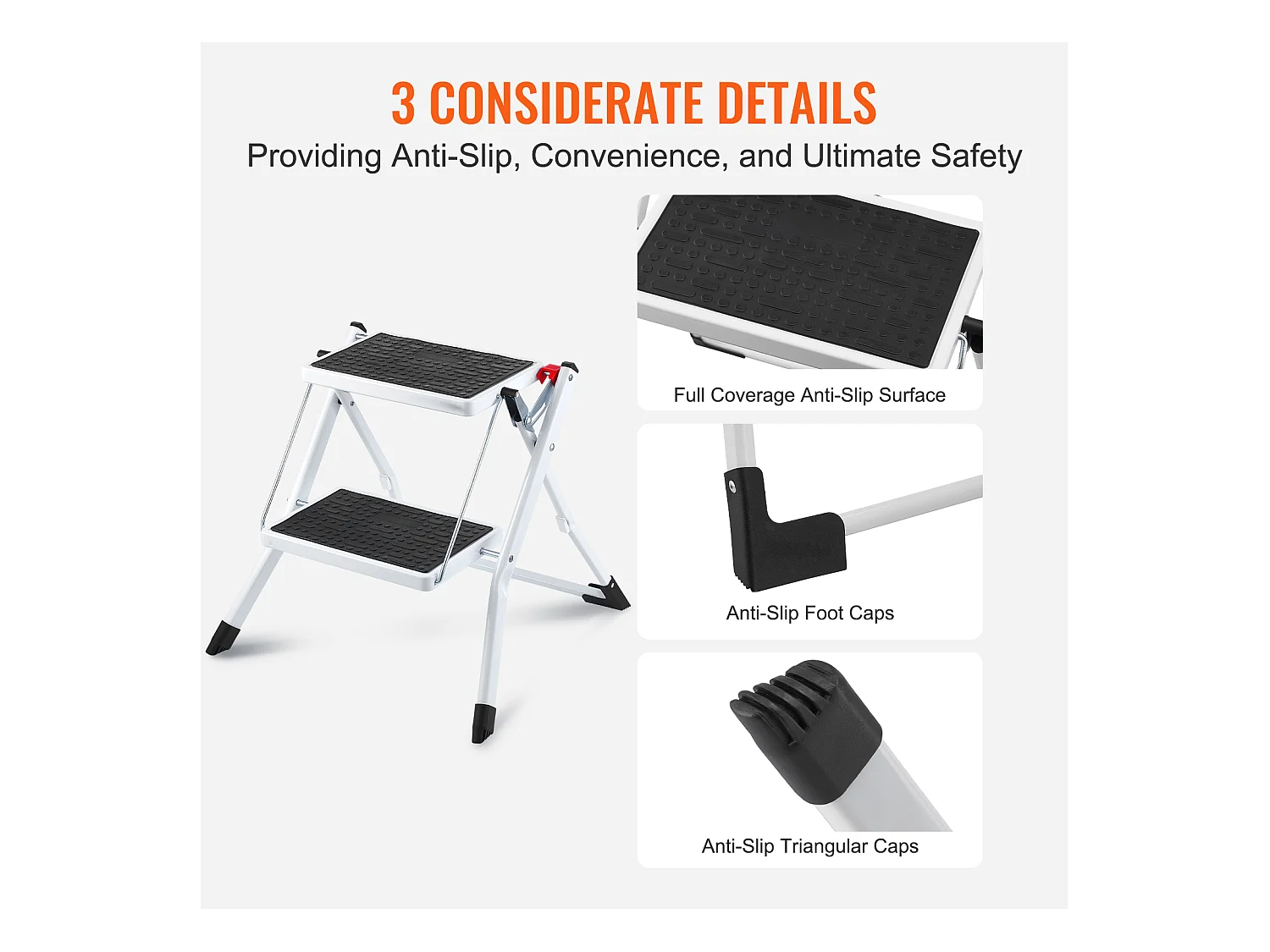 Escabeau-Escabeau SucceBuy 2 Marches Pliable 3 Hauteurs Réglables Charge Maximale 150 kg - Sécurisé et Stable pour les Travaux en Hauteur