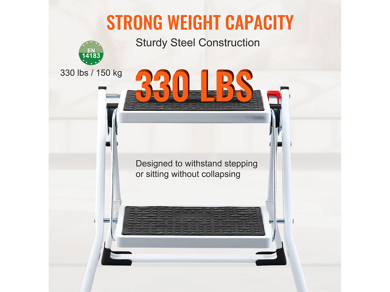 Escabeau-Escabeau SucceBuy 2 Marches Pliable 3 Hauteurs Réglables Charge Maximale 150 kg - Sécurisé et Stable pour les Travaux en Hauteur