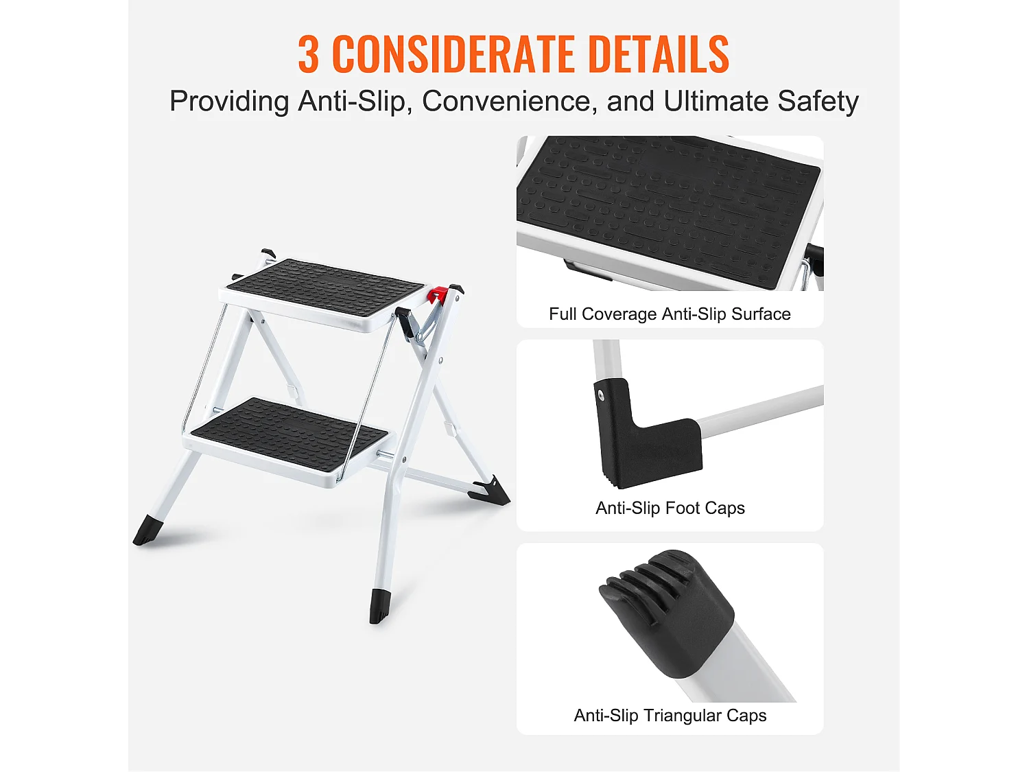 Escabeau-Escabeau SucceBuy 2 Marches Pliable 3 Hauteurs Réglables Charge Maximale 150 kg - Sécurisé et Stable pour les Travaux en Hauteur