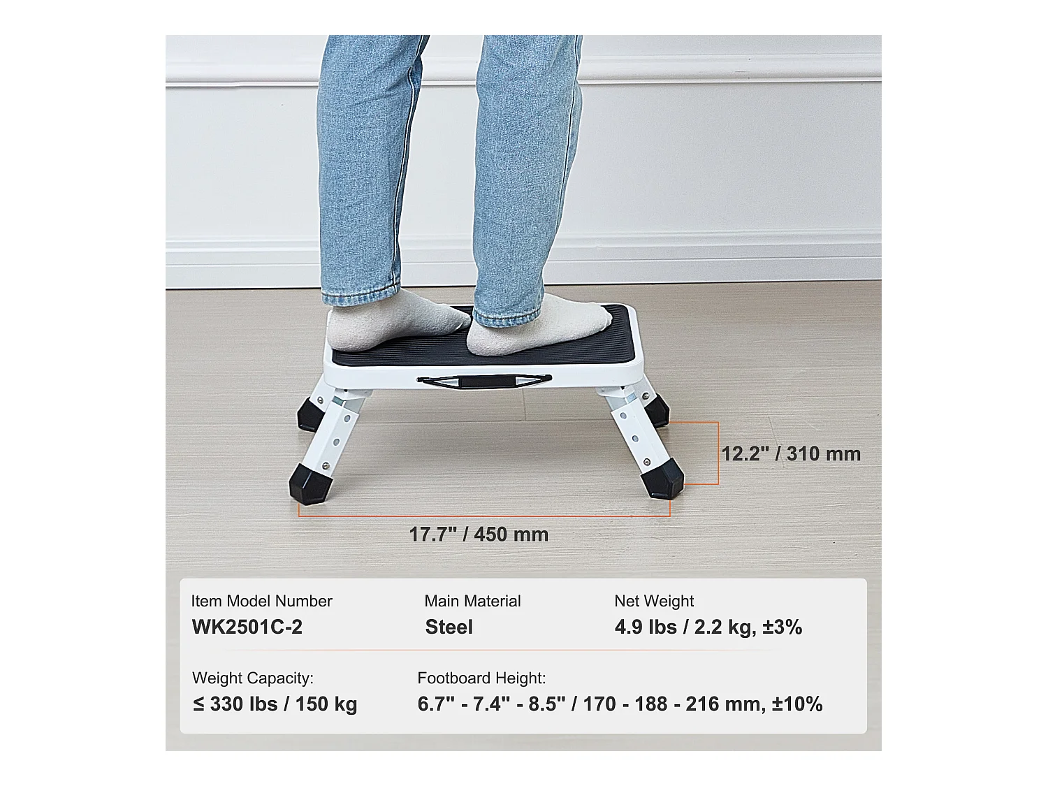 Escabeau Pliable SucceBuy, Charge Maximale de 150 kg, 3 Hauteurs RÉglables pour la Maison