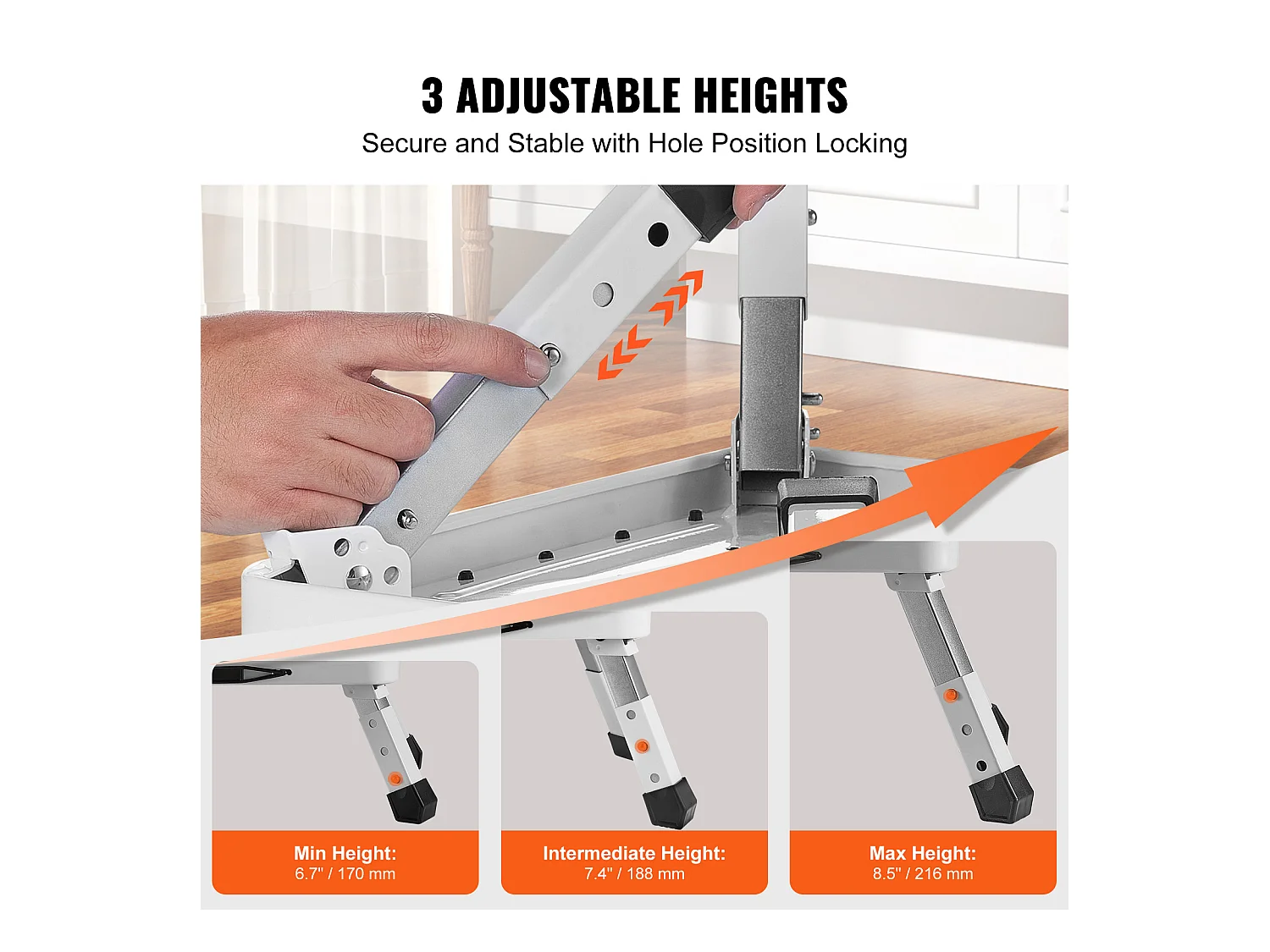 Escabeau Pliable SucceBuy, Charge Maximale de 150 kg, 3 Hauteurs RÉglables pour la Maison