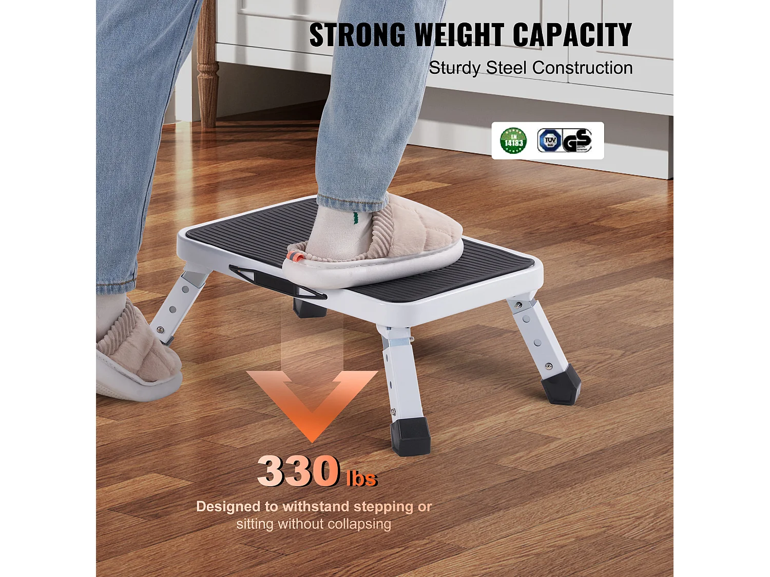 Escabeau Pliable SucceBuy, Charge Maximale de 150 kg, 3 Hauteurs RÉglables pour la Maison