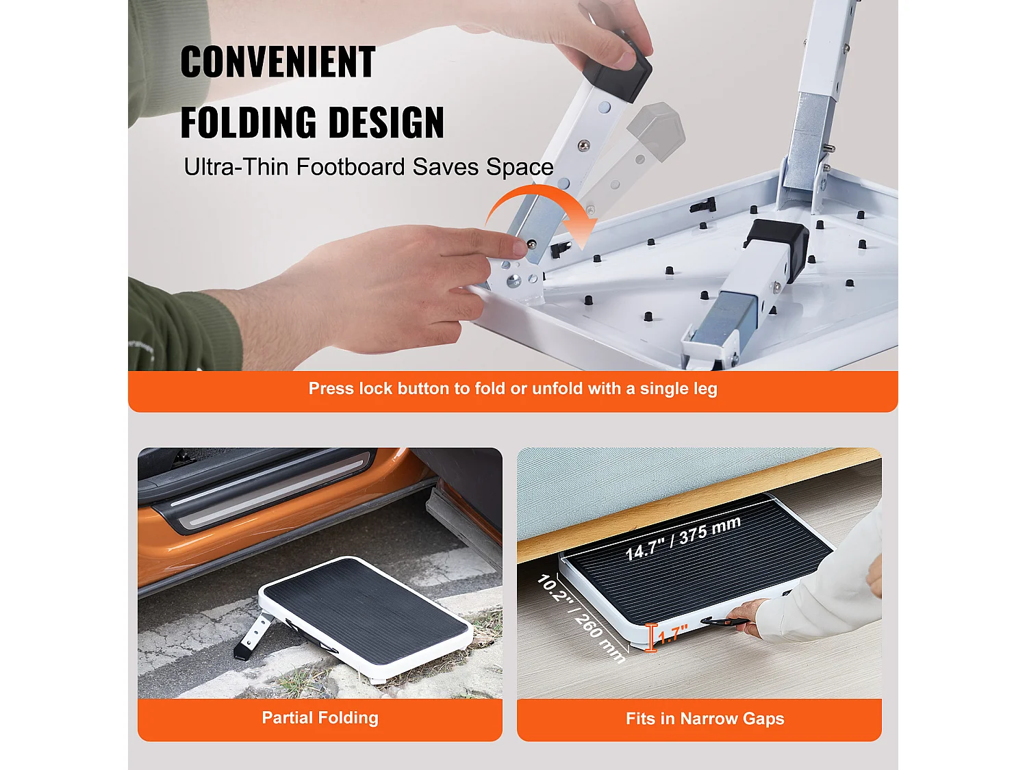 Escabeau Pliable SucceBuy, Charge Maximale de 150 kg, 3 Hauteurs RÉglables pour la Maison