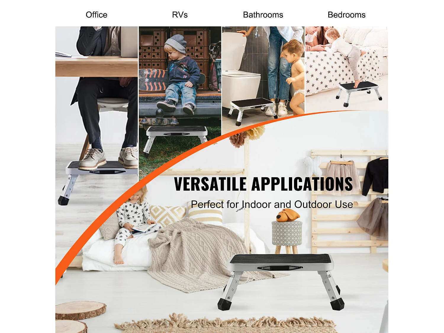 Escabeau Pliable SucceBuy, Charge Maximale de 150 kg, 3 Hauteurs RÉglables pour la Maison