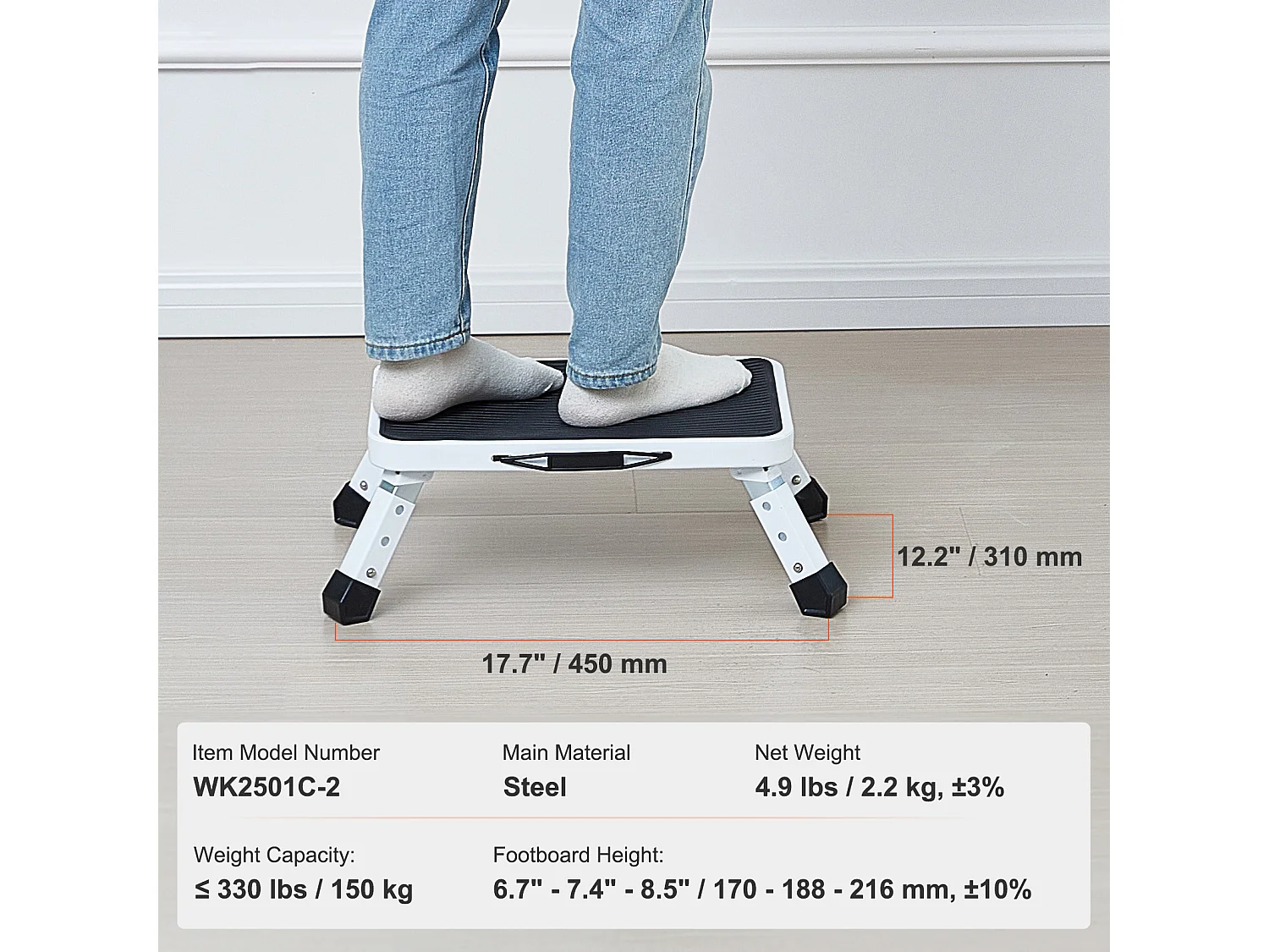 Scalette Pieghevoli SucceBuy, Carico Massimo di 150 kg, 3 Altezze Regolabili per la Casa