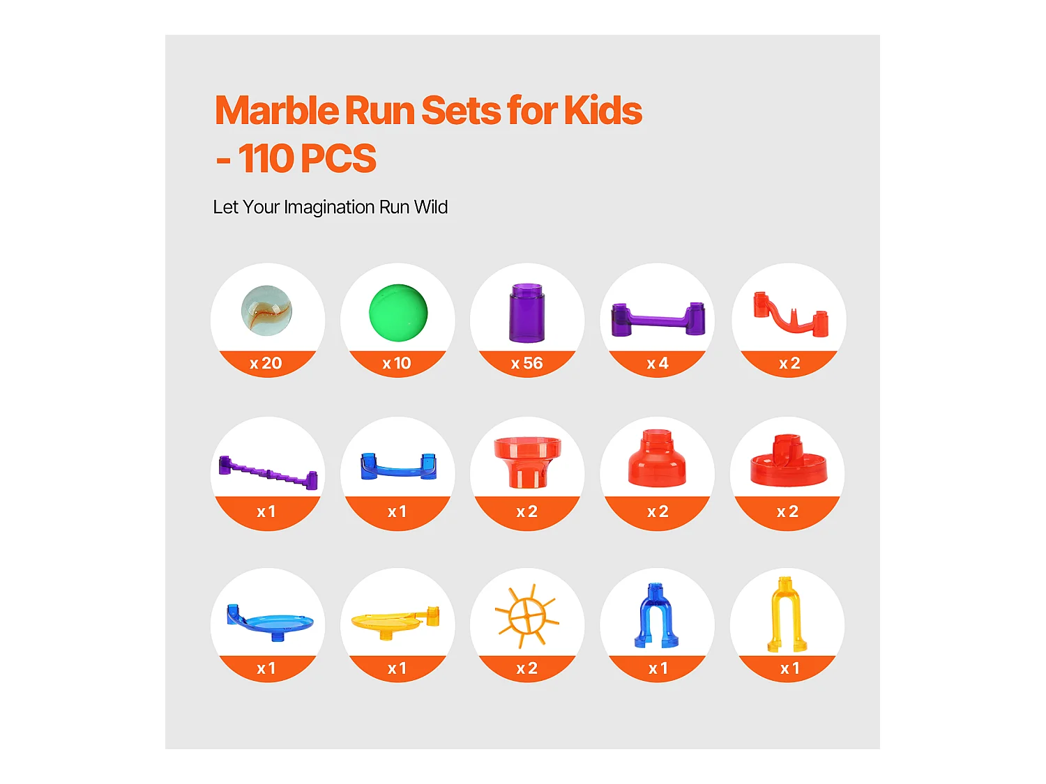 Circuit à Billes SucceBuy, 110 Pièces, 30 Billes, Jouet STEM pour Enfants de 3 Ans et Plus