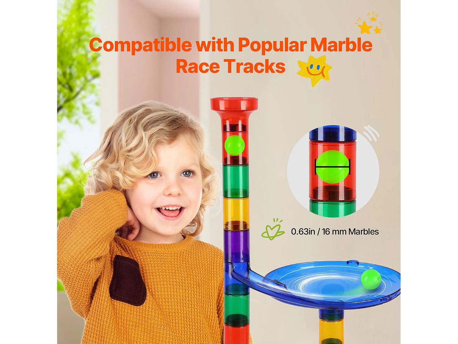 Circuit à Billes SucceBuy, 110 Pièces, 30 Billes, Jouet STEM pour Enfants de 3 Ans et Plus