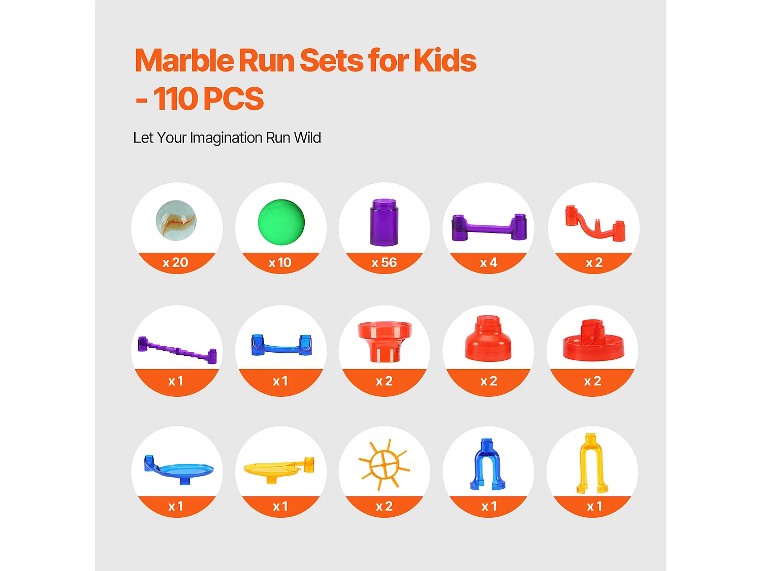 Circuit à Billes SucceBuy, 110 Pièces, 30 Billes, Jouet STEM pour Enfants de 3 Ans et Plus