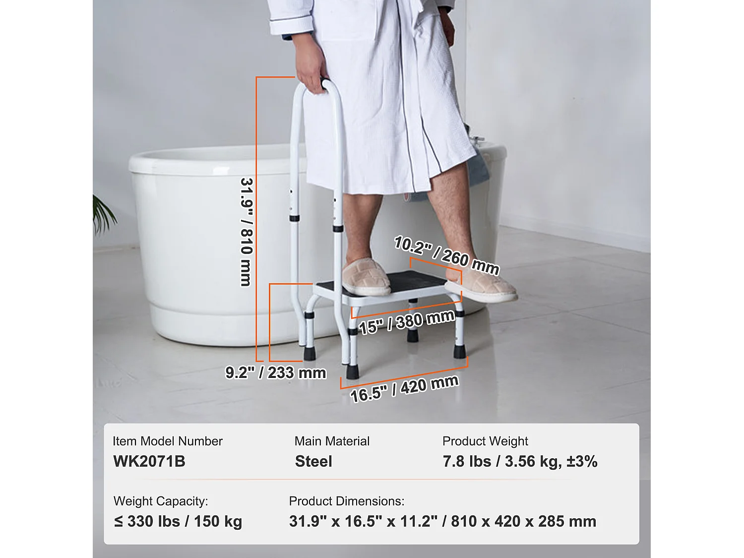 Escabeau-Échelle SucceBuy, 3 Hauteurs RÉglables avec Poignée, Charge Maximale 150 kg pour Camping-Cars
