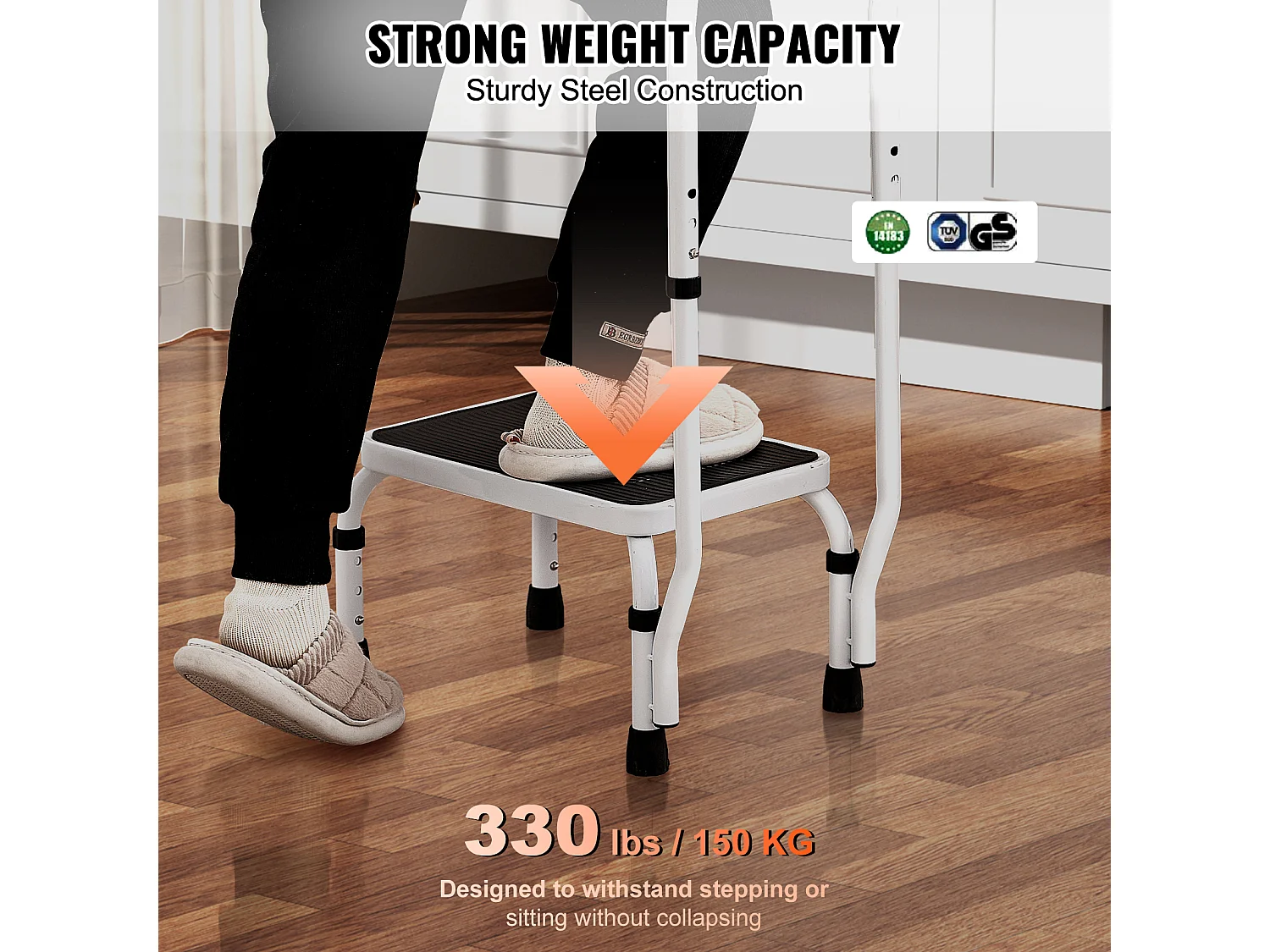 Escabeau-Échelle SucceBuy, 3 Hauteurs RÉglables avec Poignée, Charge Maximale 150 kg pour Camping-Cars