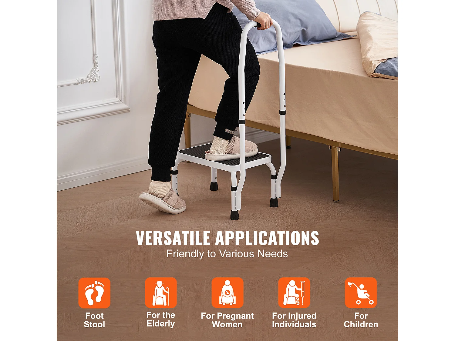 Escabeau-Échelle SucceBuy, 3 Hauteurs RÉglables avec Poignée, Charge Maximale 150 kg pour Camping-Cars