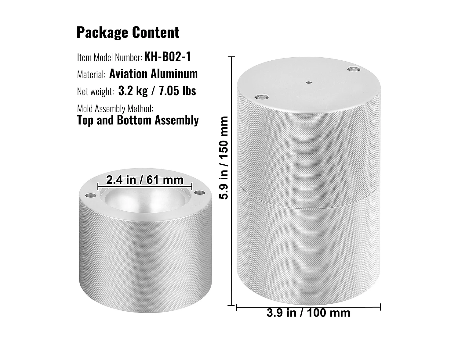 Machine à Glaçons SucceBuy 61 mm, Presse à Glaçons en Aluminium Rond pour Whisky, Argent, pour Whisky, Bourbon, Cocktail, Argent