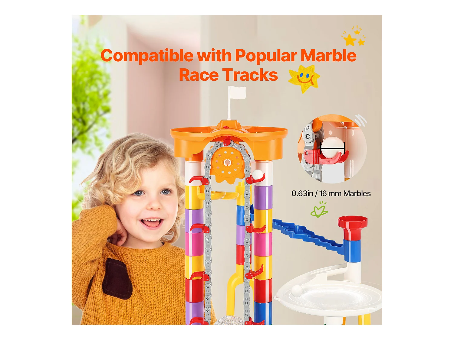 Circuit à Billes SucceBuy, 230 Pièces, Ascenseur Motorisé, Jeu de Labyrinthe Éducatif, Design Coloré