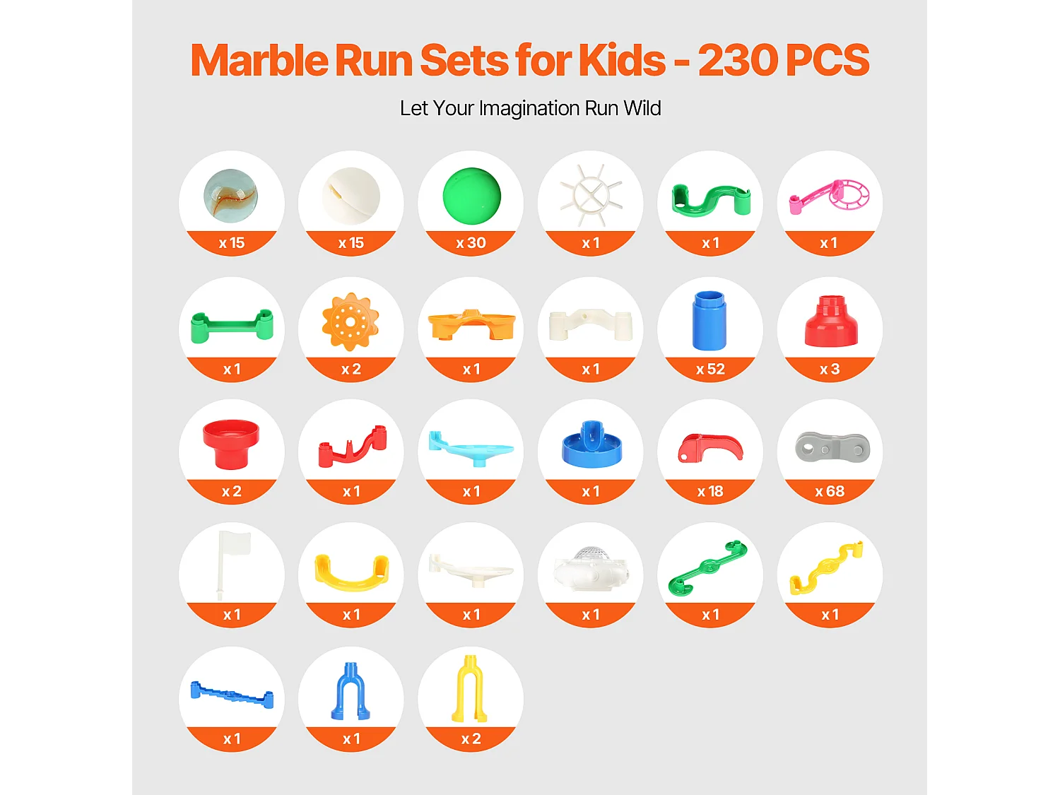 Circuit à Billes SucceBuy, 230 Pièces, Ascenseur Motorisé, Jeu de Labyrinthe Éducatif, Design Coloré