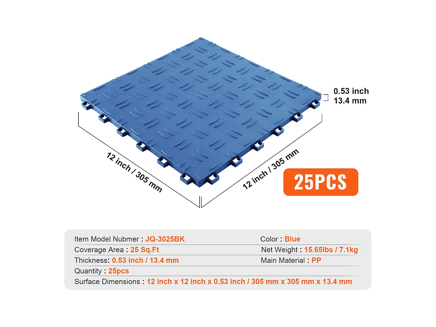 Dalles de Garage, SucceBuy Lot de 25 Carreaux de Garage à Emboîter 30 × 30 cm Bleu