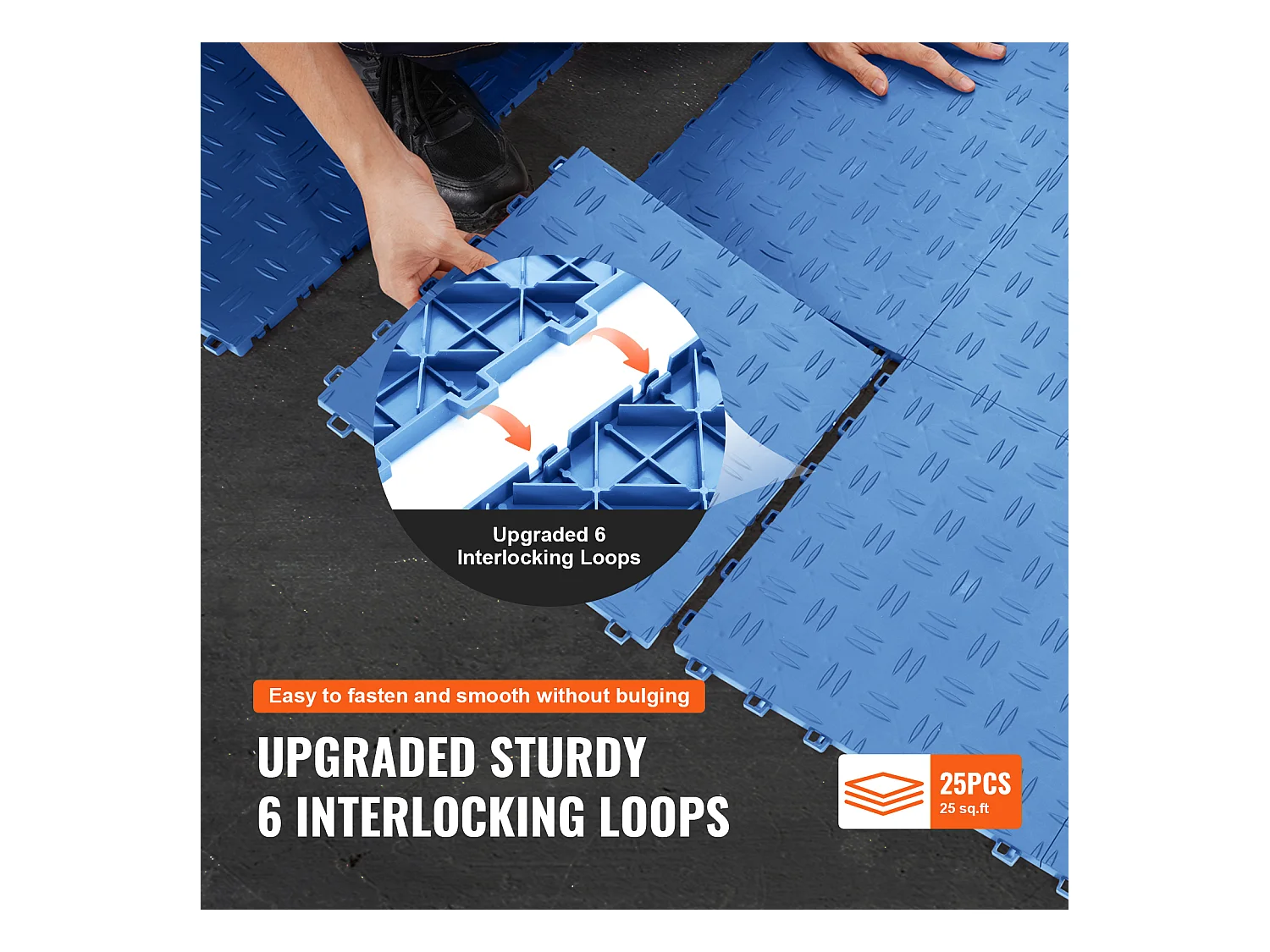 Dalles de Garage, SucceBuy Lot de 25 Carreaux de Garage à Emboîter 30 × 30 cm Bleu