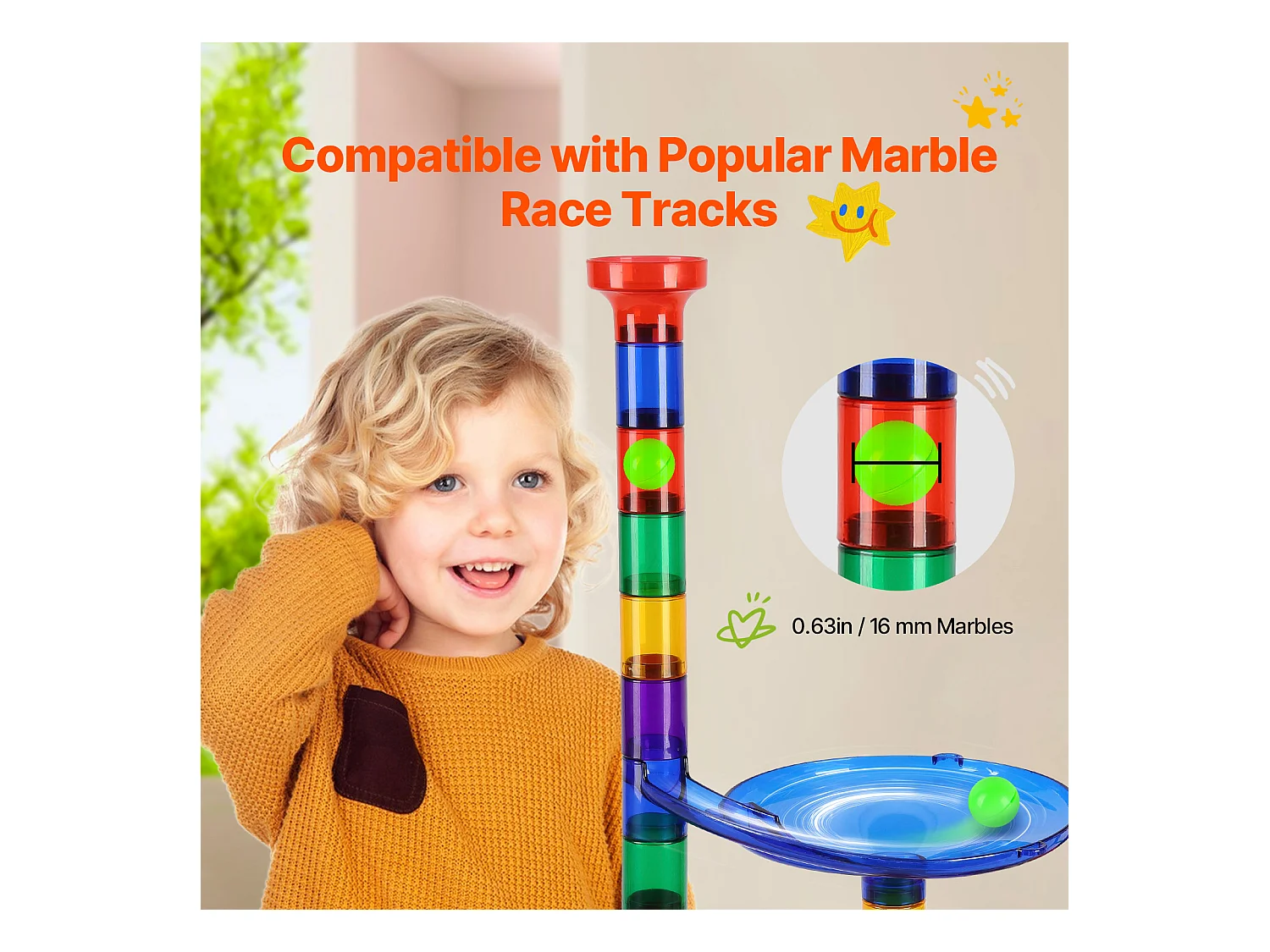 Circuit à Billes SucceBuy, 150 Pièces, 50 Billes, Jouet STEM, Blocs Éducatifs pour Enfants