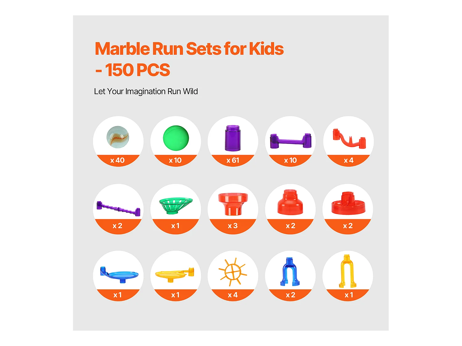 Circuit à Billes SucceBuy, 150 Pièces, 50 Billes, Jouet STEM, Blocs Éducatifs pour Enfants