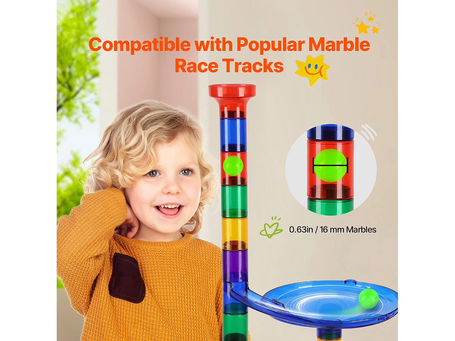 Kugelbahn SucceBuy, 150 Teile, 50 Kugeln, STEM-Spielzeug, Bildungsbausteine für Kinder