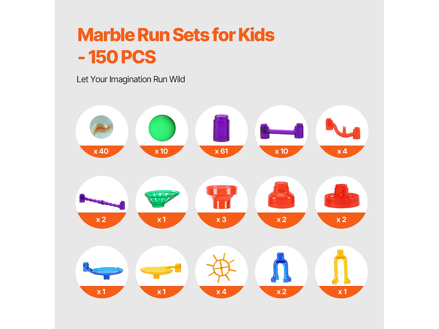 Kugelbahn SucceBuy, 150 Teile, 50 Kugeln, STEM-Spielzeug, Bildungsbausteine für Kinder