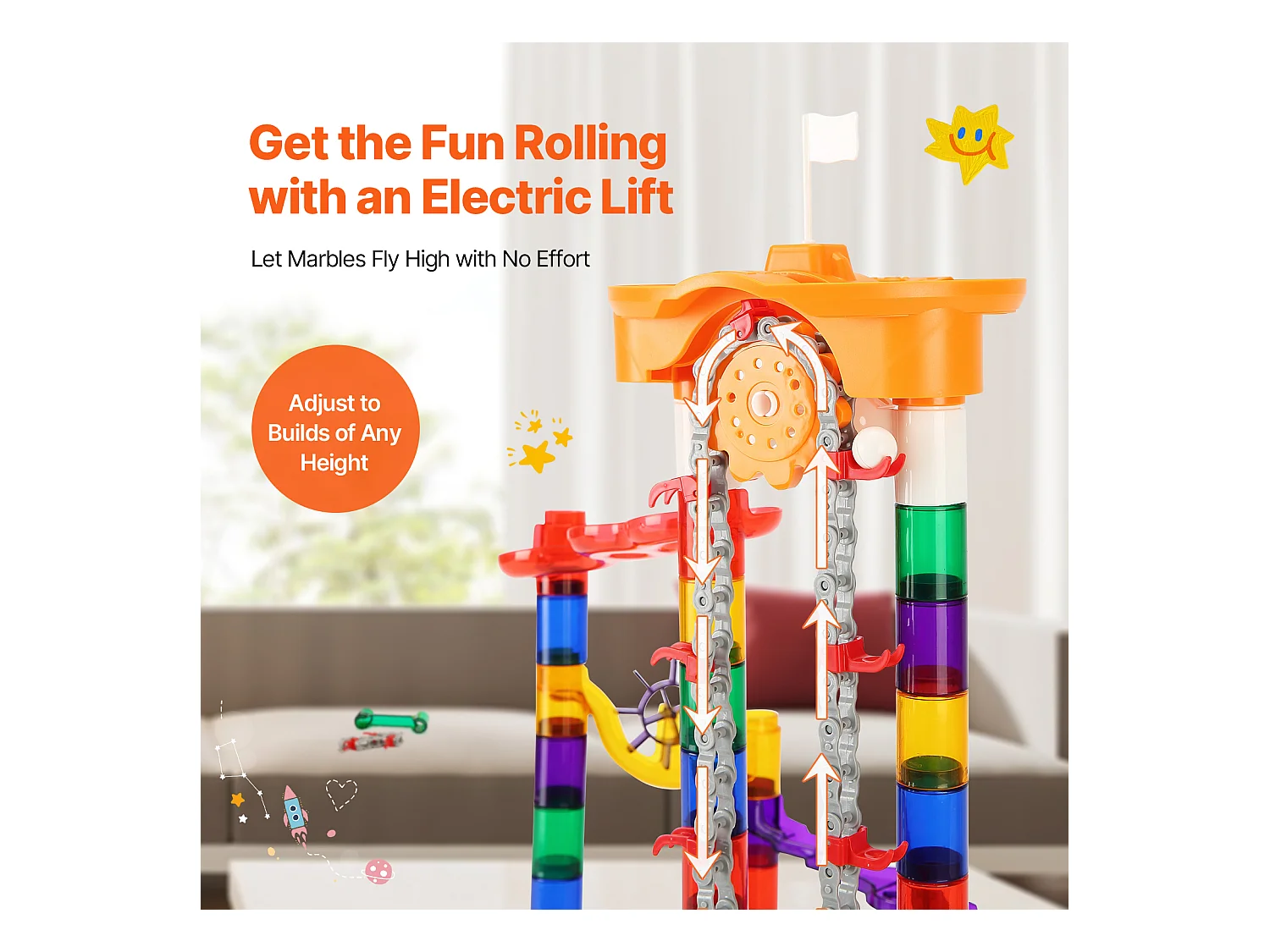 Circuit à Billes SucceBuy, 153 Pièces, 30 Billes en Plastique, Jouet STEM, Blocs Éducatifs pour Enfants