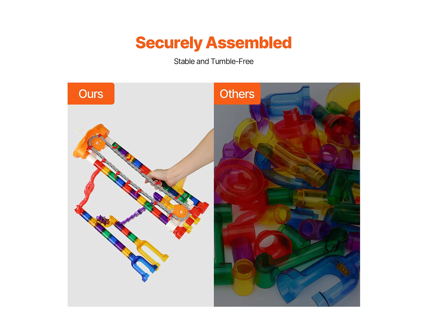 Circuit à Billes SucceBuy, 153 Pièces, 30 Billes en Plastique, Jouet STEM, Blocs Éducatifs pour Enfants