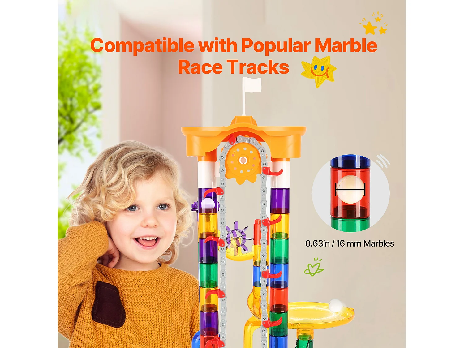 Circuito de Bolas SucceBuy, 153 Piezas, 30 Bolas de Plástico, Juguete STEM, Bloques Educativos para Niños