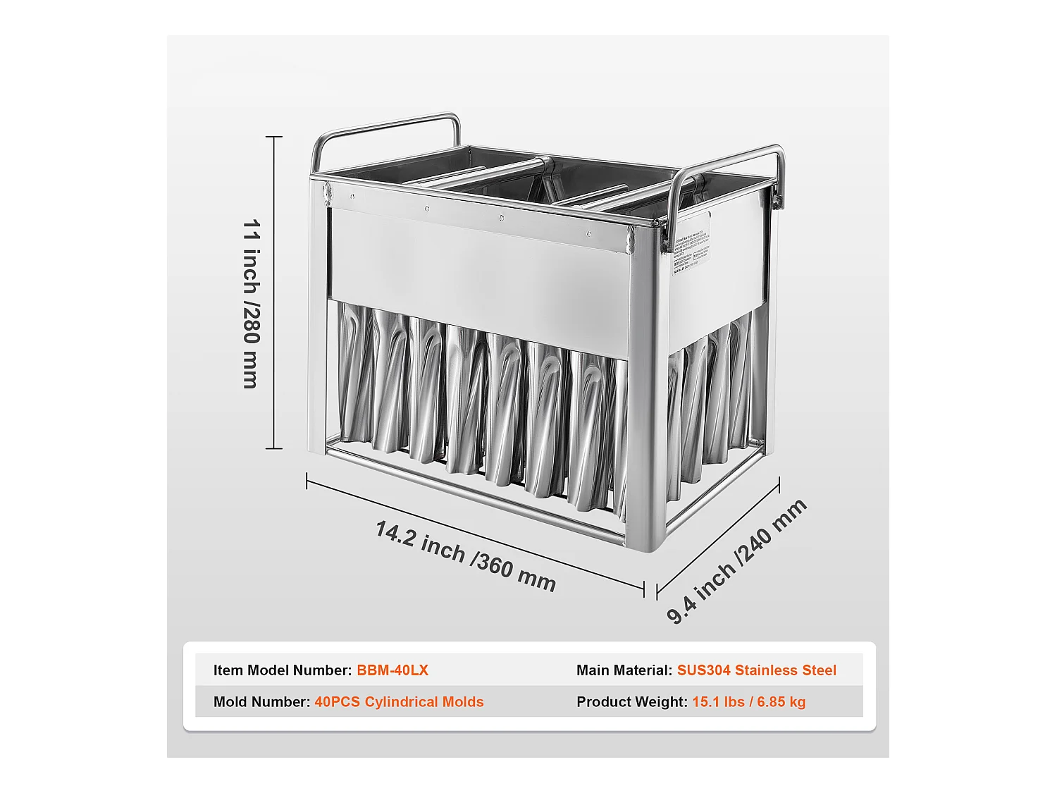Moules à Glace SucceBuy Lot de 40 Cylindriques en Acier Inoxydable - Parfaits pour une Production de Glaçons Efficace et Hygénique