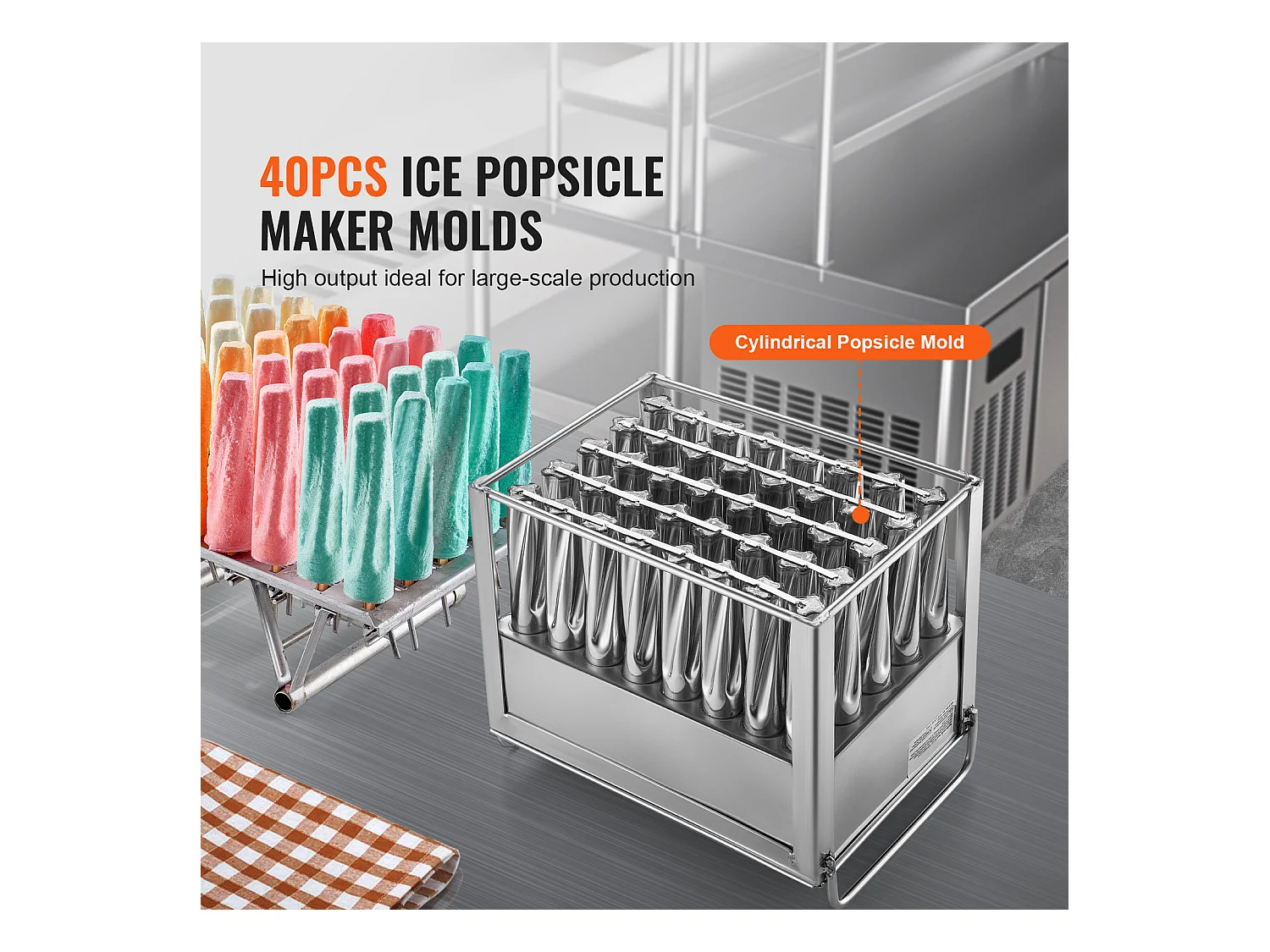 Moules à Glace SucceBuy Lot de 40 Cylindriques en Acier Inoxydable - Parfaits pour une Production de Glaçons Efficace et Hygénique